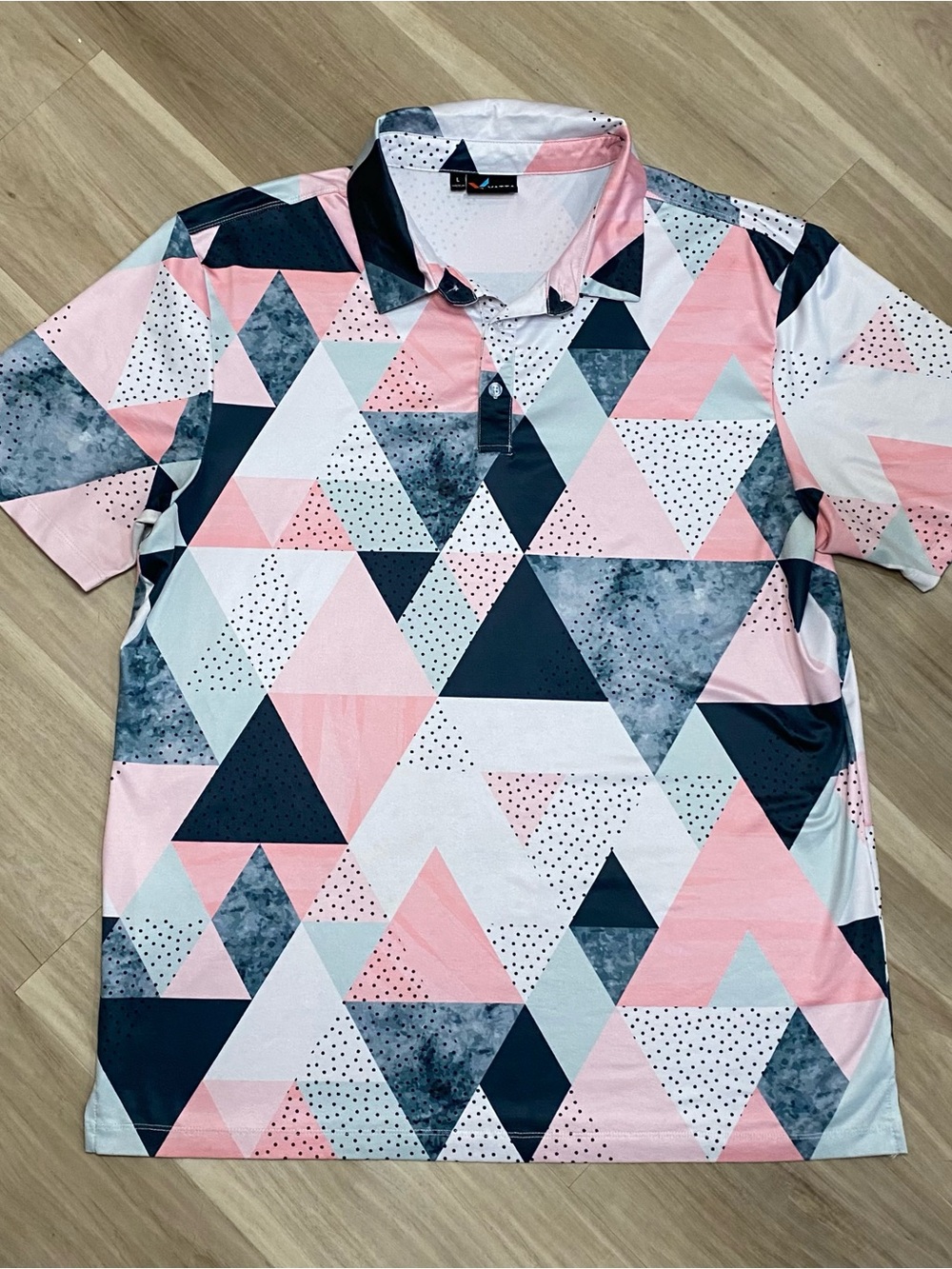 Yatta Golf Pink Geometric Tour Blend Golf Polo Shirt Mens Large